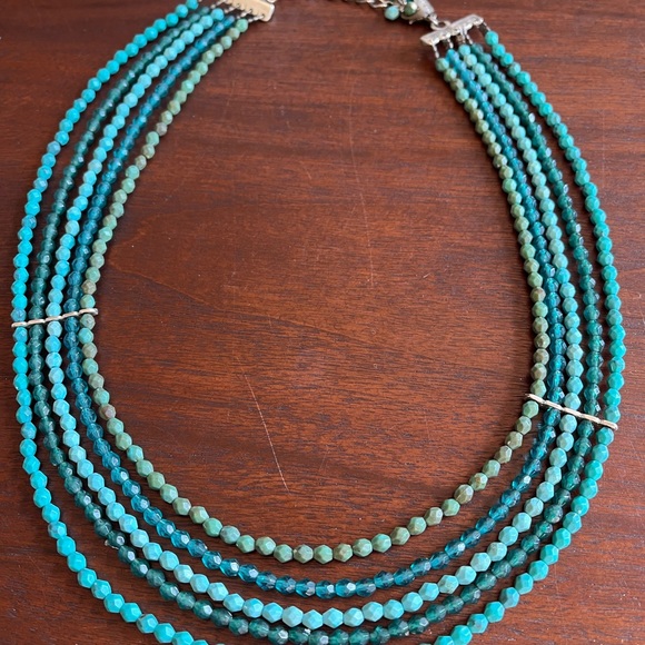 Set of 4 Necklace Lot Iris Apfel Style Faux Turquoise - Picture 7 of 7